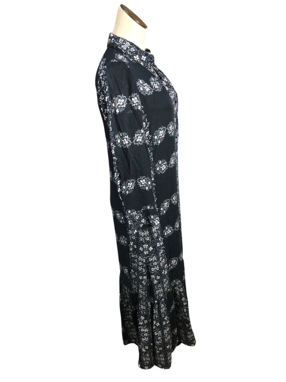 Hyacinth House Tuckernuck Floral Miller Dress Womens XS Navy Long Sleeve Maxi - Picture 14 of 16